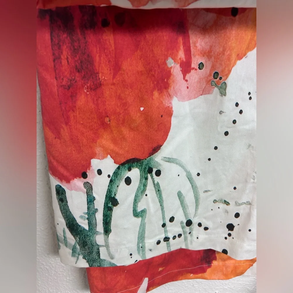 Tessuto Artistico Watercolor Poppy Cotton rectangle Tablecloth Italian made NWT
